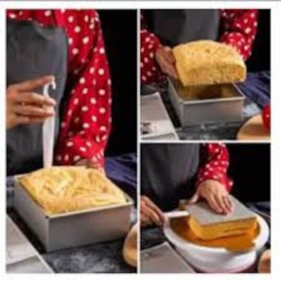 Picture of Cake Mold, 4Pcs Square Shape Aluminum Round cake mold 4pcs set, Make Cake, Pudding And More, Oven Proof Cake Pan Set-Silver
