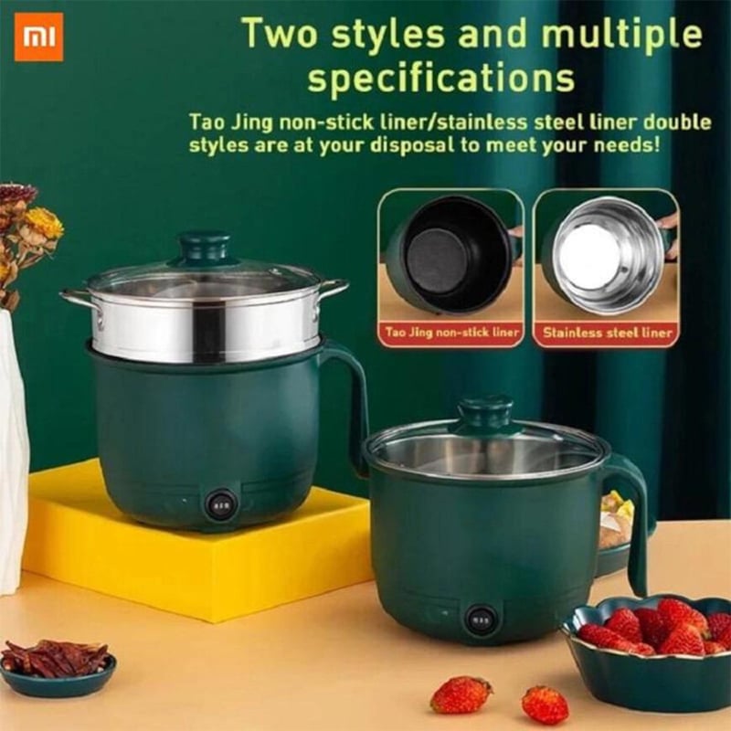 Picture of Multifunctional Double Layer Electric Cooker Machine Nonstick Household Electric Cooking Pot for 1-2 Person - 1.8 Ltr-Multicolor
