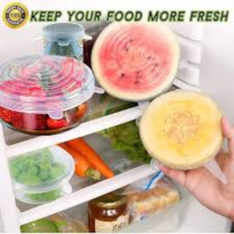 Picture of Silicone Stretch Lids, Reusable Plastic Wrap Alternative, 6-Pack Eco Friendly Food Storage Covers, Clear Color-Neutral