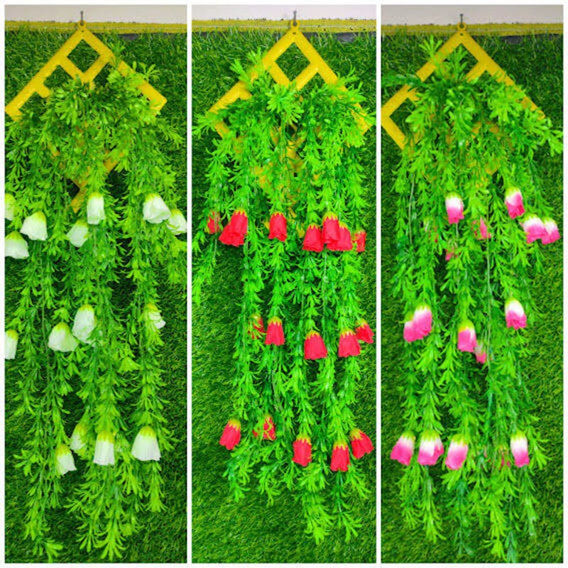Picture of Wall Hanging Or Artificial Hanging Tob Grass With Flower-30Inc Long & 8 Lota - Home Decoration Item -1 set-Multicolor