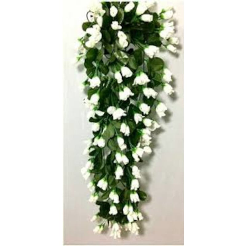 Picture of Artificial Hanging Flower for Indoor Home Office Wall Decoration white Rose Artificial Flower-Green