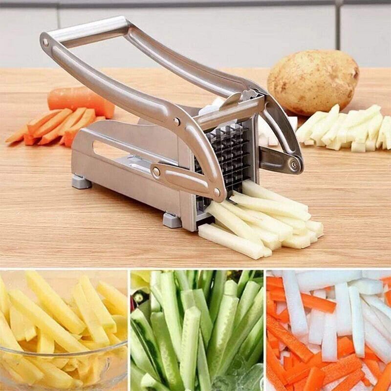Picture of Potato French Fries Cutter Machine, Kitchen Craft Hand Operated Potato Chip Maker Machine Cutter Chipper-Silver
