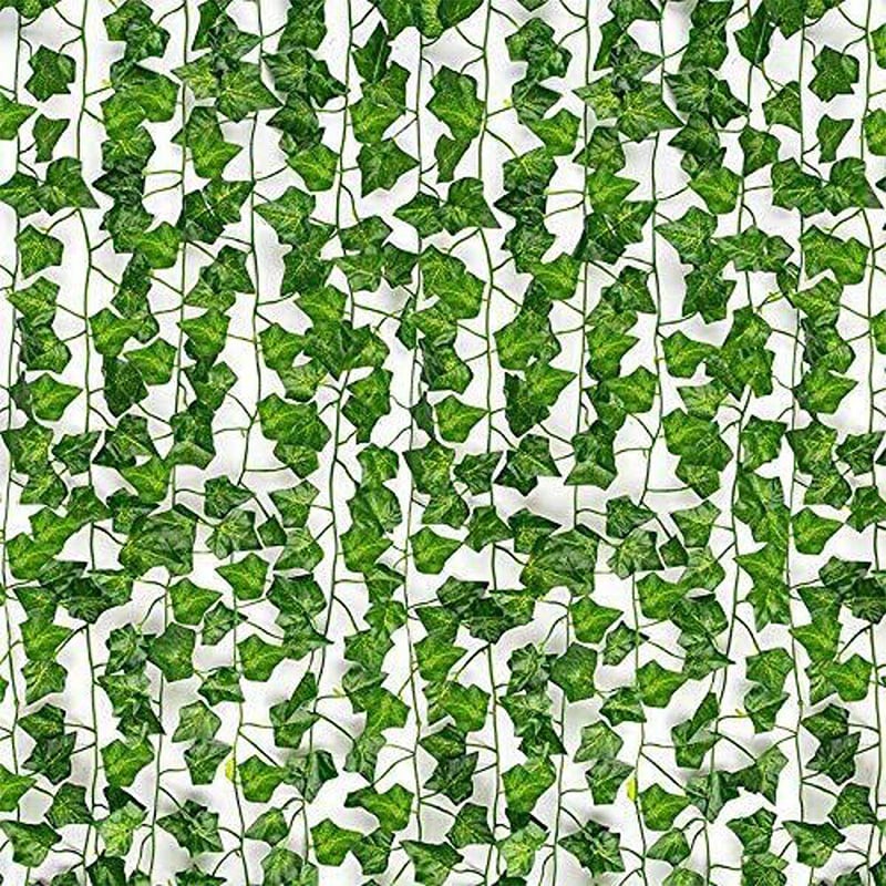 Picture of 12 Pcs Artificial Fake Ivy Leaves Greenery Garlands Hanging for Wedding Party Garden Wall Decoration-Green