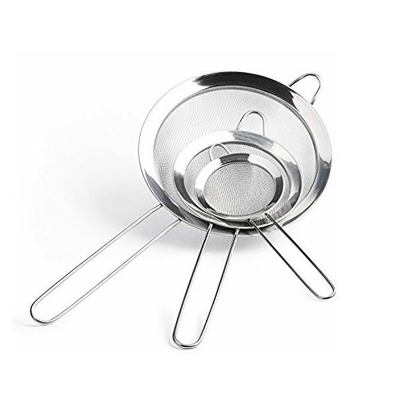 Picture of Chakni/Tea Strainer/Fine Mesh Stainless Steel Strainers -3 Pcs set Small, medium, big-Silver