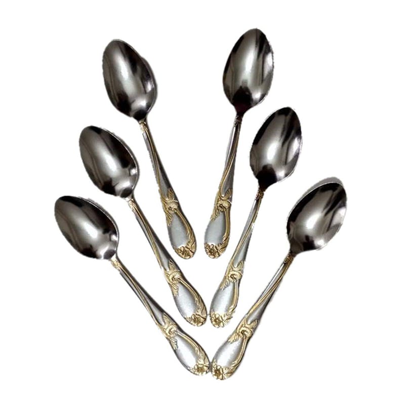 Picture of Stainless Steel Spoon Set - 6 Pcs Multi Design-SILVER