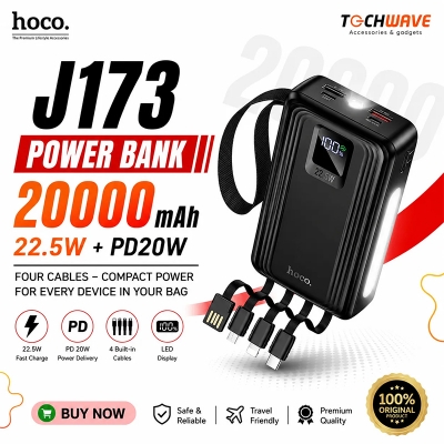 Picture of Hoco J173 Jingyao Power Bank 22.5W+PD20W+dual Lighting Four Cables (20000mAh)