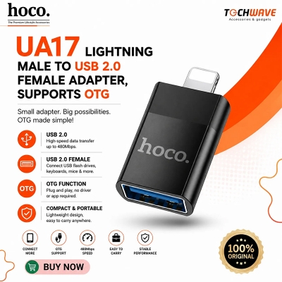 Picture of UA17 Lightning male to USB 2.0 female adapter, supports OTG
