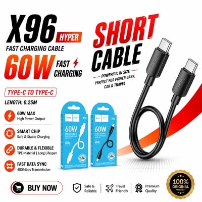 Picture of Hoco X96 Hyper 60W Fast Charging Cable C to C Short Cable