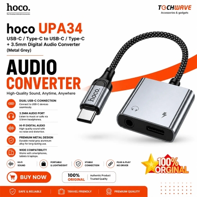 Picture of Hoco UPA34 Type-C to Type-C + 3.5mm Metal gray