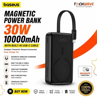 Picture of Baseus PD 30W 10000mAh Magnetic Mini Wireless Fast Charge MagSafe Power Bank (PPCXM10T)