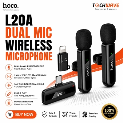 Picture of Hoco L20A Fair Dual Mic Lavalier Wireless Microphone