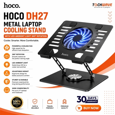 Picture of Hoco DH27 Metal Laptop Cooling Stand with LED Ambient Light 360° Rotation