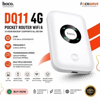 Picture of DQ11 4G Pocket Router WiFi 6 | 12-Hour Backup | Supports All BD SIM