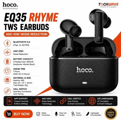 Picture of Hoco EQ35 Rhyme True Wireless Earbuds with ANC+ENC | Bluetooth 5.4 | Smart App Support