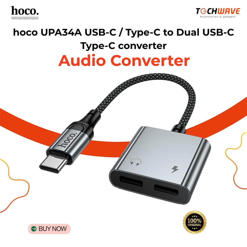 Picture of hoco UPA34A Type-C to Dual Type-C Digital Audio Converter(Metal Grey)