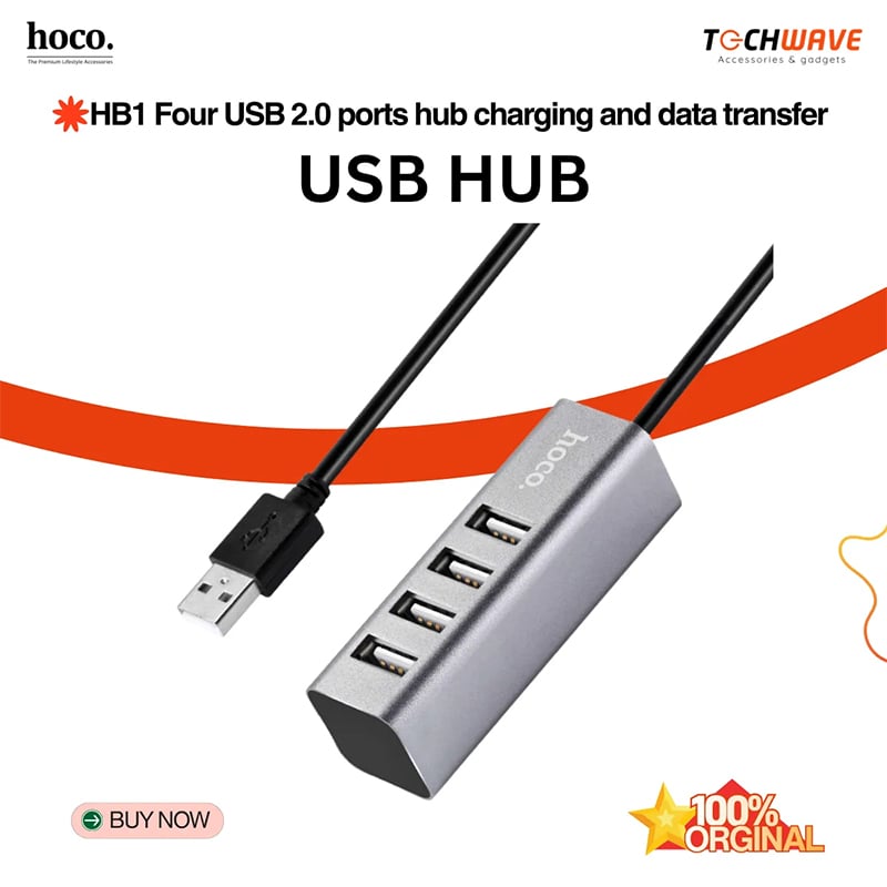 Picture of Hoco HB1 4 Port USB 2.0 Aluminum Alloy Hub