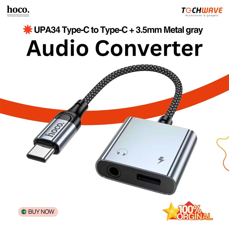 Picture of Hoco UPA34 Type-C to Type-C + 3.5mm Metal gray