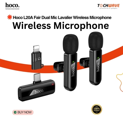 Picture of Hoco L20A Fair Dual Mic Lavalier Wireless Microphone