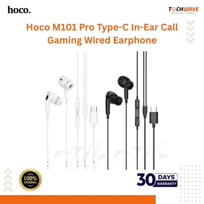 Picture of Hoco M101 Pro - Crystal Sound Wire-Controlled Digital Earphones With Microphone, Plug: Type-C, Cable Length: 1.2m, Compatible With Huawei Xiaomi OnePlus iPad Pro/iPad Air With Type-C - Black, Wired