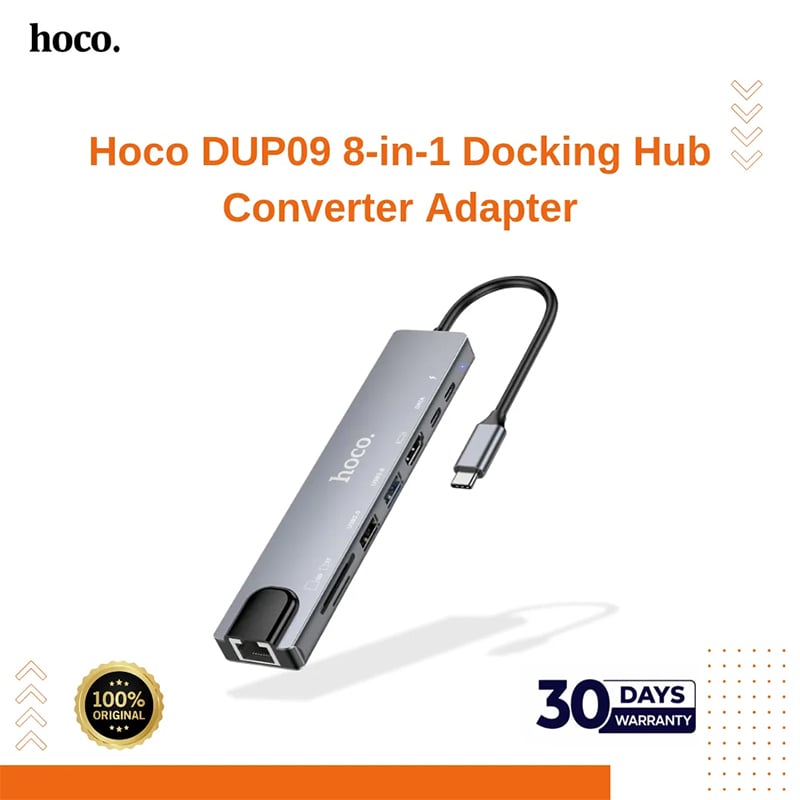 Picture of Hoco DUP09 8-in-1 Docking Hub Converter Adapter
