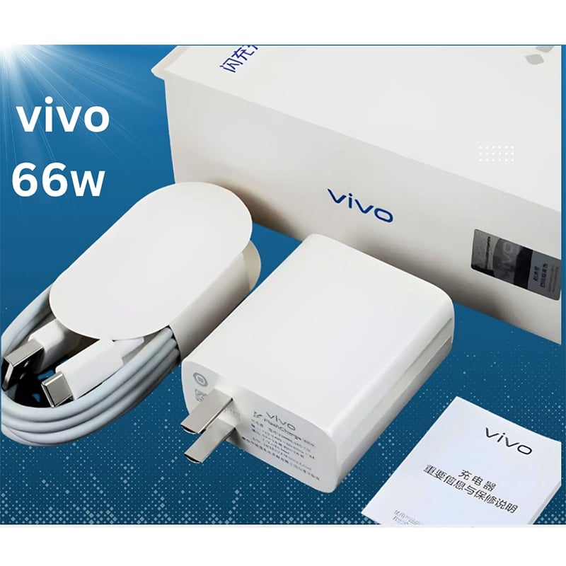 Picture of Vivo 66W FlashCharge 2.0 Charger for Vivo X Series & Latest/5G Phones.For Vivo V23 , V23 Pro , V25 , V25 , Y35 ,Y55 , Y76 5G , Y75 , Y78 , Y78+ , iQOO Z7 , iQOO Z7s , iQOO Pad , X70 Pro