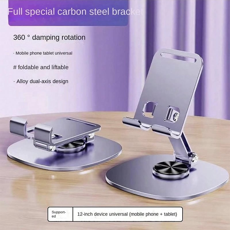 Picture of Aluminium Alloy 360° Rotating Foldable Phone Stand – Universal Metal Desk Holder