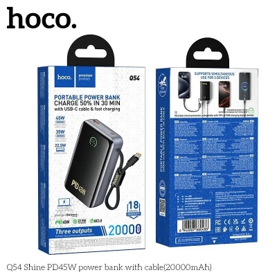 Picture of Hoco Q54 Shine PD45W Power Bank with Cable - 20000mAh