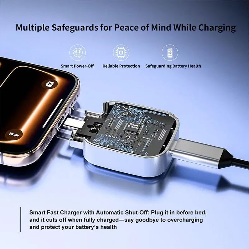 Picture of Ai Smart Cut Fast Charging Type C Adapter Auto Eject Charging Adapter Full Battery Auto Disconnect Auto-plucking Charger