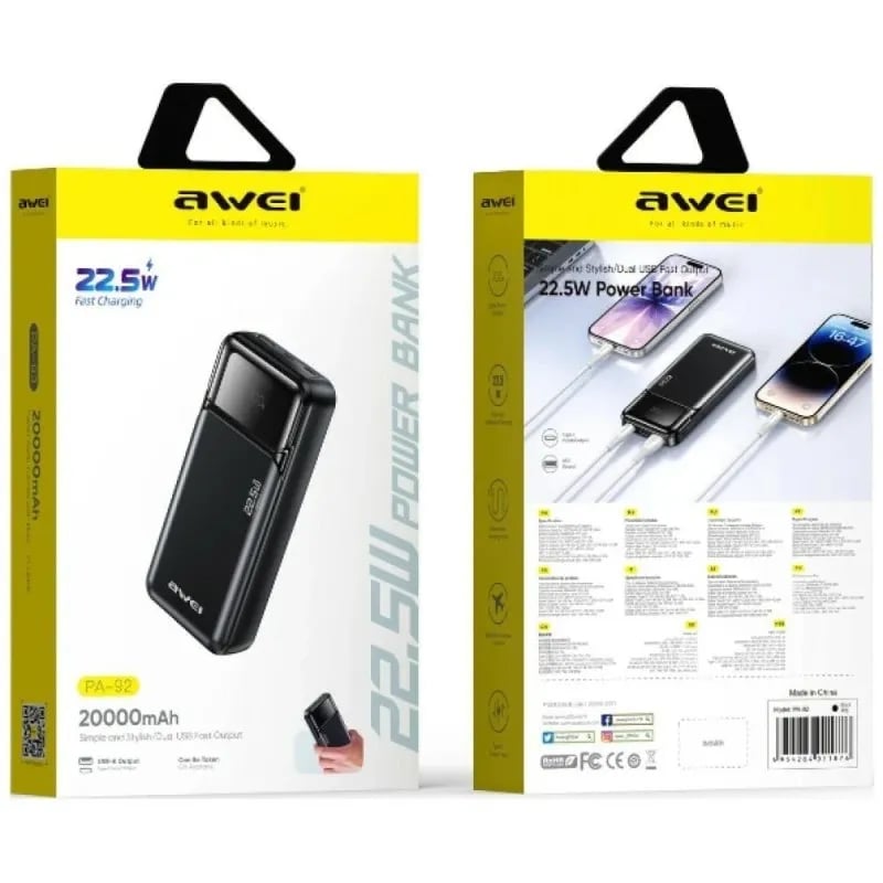 Picture of Awei PA92 20000mAh 22.5W Fast Charging Power Bank