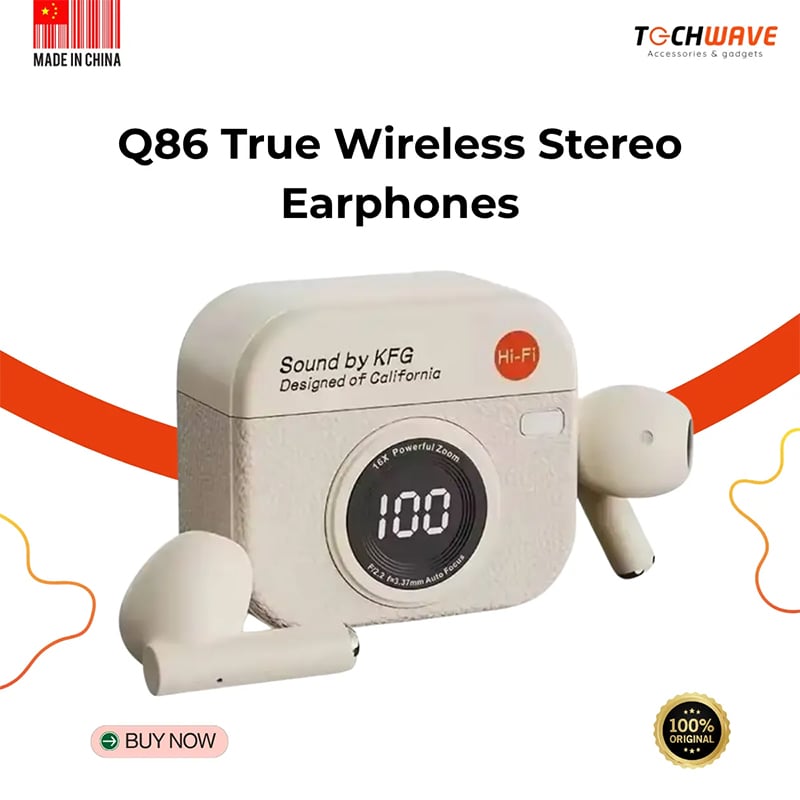 Picture of Q86 Bluetooth 5.3 Wireless Headphones Power LED Digital Display 24hours Endurance HiFi Gaming Headsets Waterproof Sports Earbuds