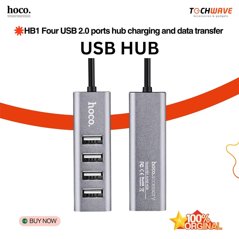 Picture of Hoco HB1 4 Port USB 2.0 Aluminum Alloy Hub