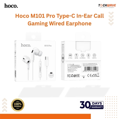 Picture of Hoco M101 Pro - Crystal Sound Wire-Controlled Digital Earphones With Microphone, Plug: Type-C, Cable Length: 1.2m, Compatible With Huawei Xiaomi OnePlus iPad Pro/iPad Air With Type-C - Black, Wired