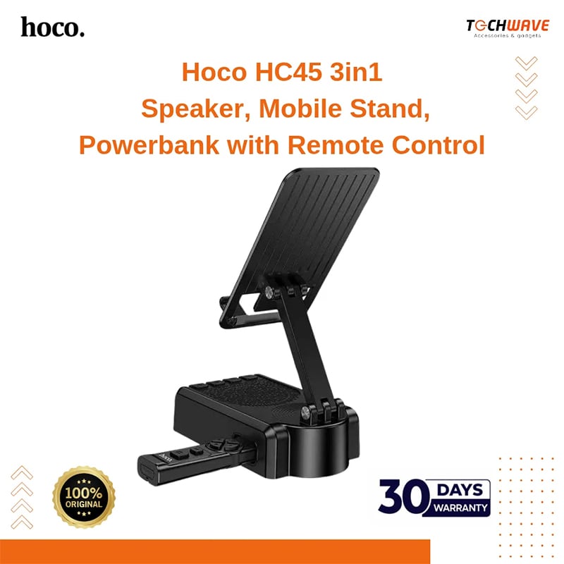 Picture of hoco HC45 Wave Multifunctional Phone Holder Bluetooth Speaker with Remote Control(Black)