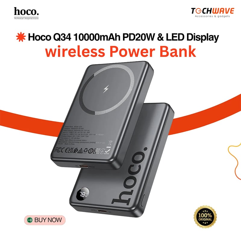 Picture of Q34 Clever Magnetic Wireless Power Bank 10000mAh with LED Display & 20W Fast Charging