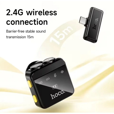 Picture of Hoco L17 Dual-Mic Magnetic Lavalier Wireless Digital Microphone (iP/Type-C)