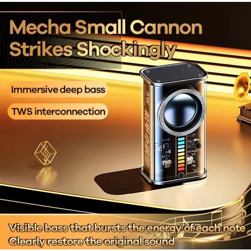 Picture of Remax RB-M68 Clear Mecha Wireless Speaker Portable Mini 3D Subwoofer Bluetooth Speaker