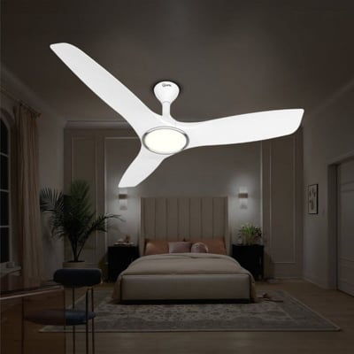 Picture of Qulik Aerovane UL 52" Modern Decorative Silent ABS Blade Remote Under Light Ceiling Fan (White) Q-6572-W-UL | Free Delivery-White