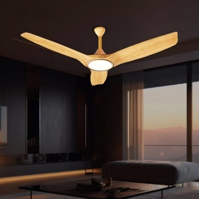 Picture of Qulik Aerovane UL 52" Modern Decorative Silent ABS Blade Remote Under Light Ceiling Fan (Light Wood) Q-6572-LW-UL | Free Delivery-Light Wood