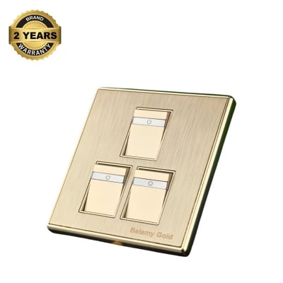 Picture of Belamy Golden 3 Gang 1 Way Socket | BE-135-SW-Gold