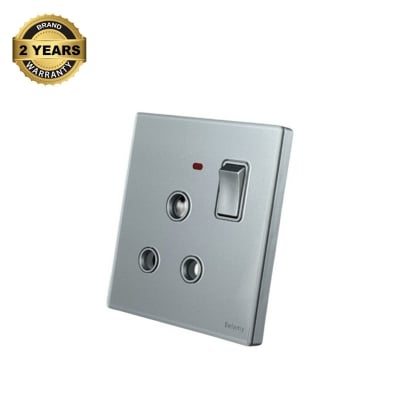 Picture of Belamy Sky Grey 1G 3-PIN Round Socket | BE-101-SW-Grey