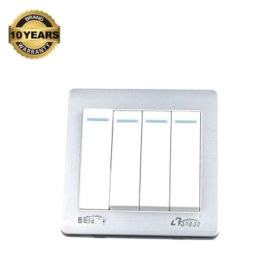 Picture of Belamy White-Grey 4 Gang 1 Way | BE-129-SW-White