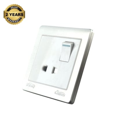 Picture of Belamy White-Grey 2 Pin Socket With Switch | BE-119-SW-White