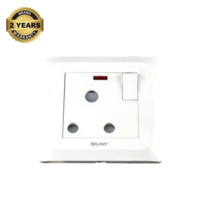 Picture of Belamy White 3 Pin Socket With Switch | BE-125-SW-White