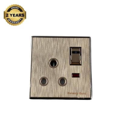Picture of Belamy Golden 3-pin Round Socket With Switch | BE-143-SW-Gold