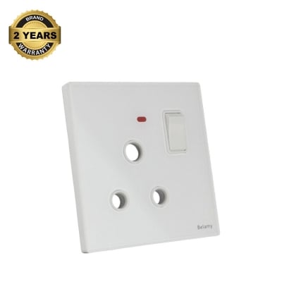 Picture of Belamy White 1G 3-PIN Round Socket | BE-151-SW-White