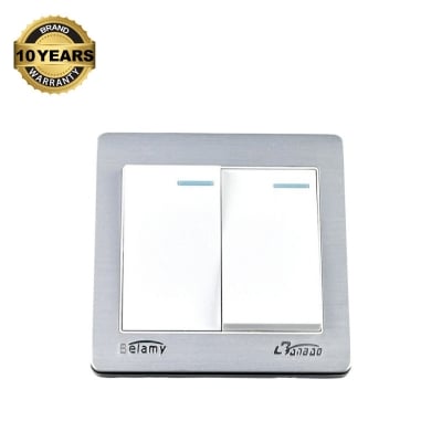 Picture of Belamy White-Grey 2 Gang 1 Way | BE-128-SW-White