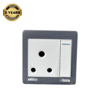 Picture of Belamy LK7 LANBAO Greyt-White 3-PIN Round Socket With Switch | BE-165-SW-White