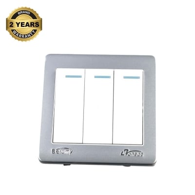 Picture of Belamy White-Grey 3 Gang 1 Way | BE-118-SW-White