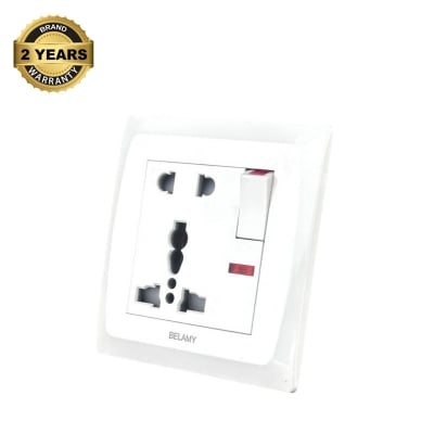 Picture of Belamy White 5 Pin Socket With Switch | BE-127-SW-White