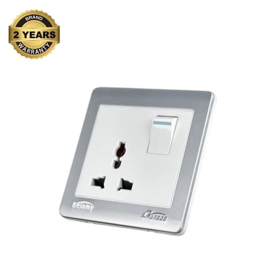 Picture of Belamy LK7 LANBAO Grey-White 3 Pin Socket With Switch | BE-163-SW-White